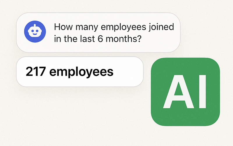 Asking the assistant how many employees joined in the last six months, answered "217 employees"